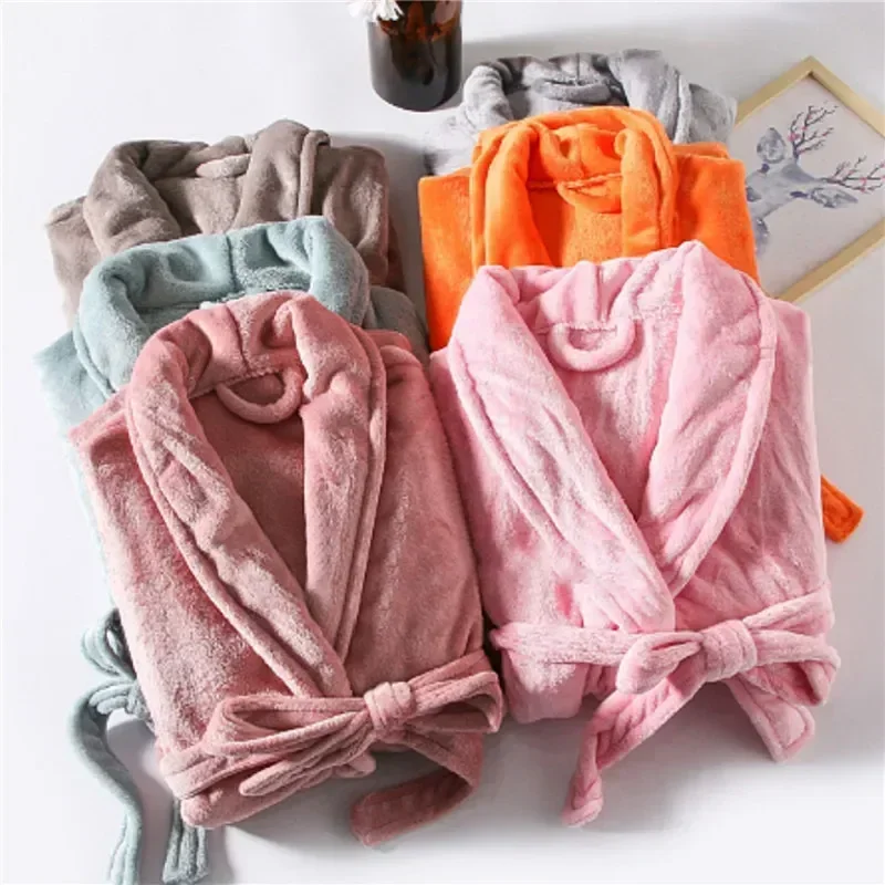 Woolen Velvet Nightdress And Women Elastic Waist Pajama Warm Autumn Winter Nightgown Home Loose Casual Robe