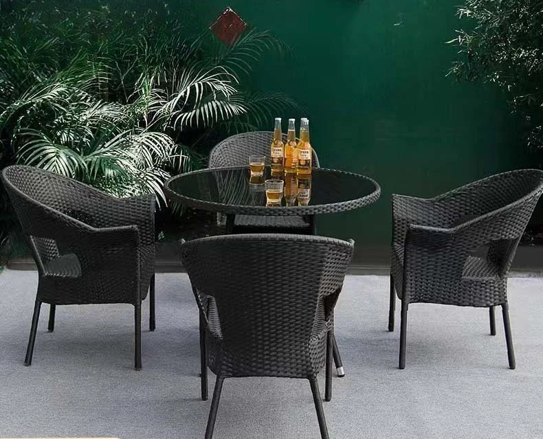 Modern outdoor courtyard furniture five-piece set, rattan woven balcony leisure rattan table and chair five-piece set