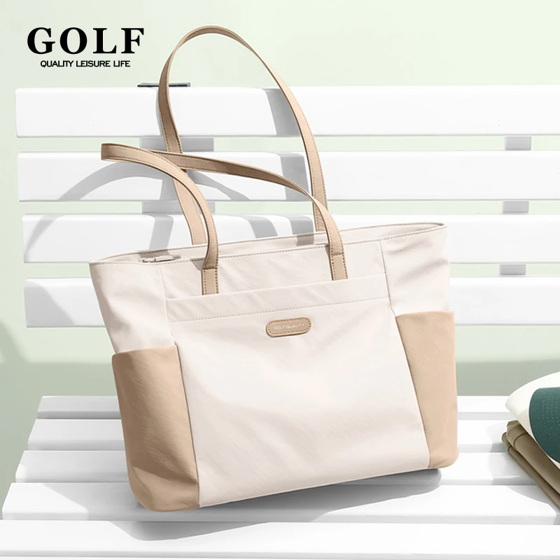 GOLF Tote Bags Zipper Nylon Women Tote Bag for Work Ladies Shoulder Bags 15 inch Laptop Compartment Female Bag Multifunctional