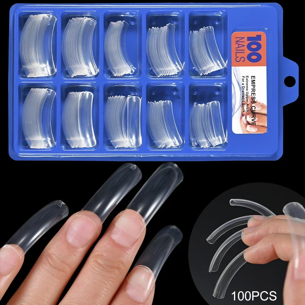 100 Teile/schachtel Gebogene Bogen Halbe Abdeckung Nail art Acryl Künstliche Falsche Nagel 10 Größen Drücken Sie auf Sarg Nagel Tipps Maniküre Werkzeuge