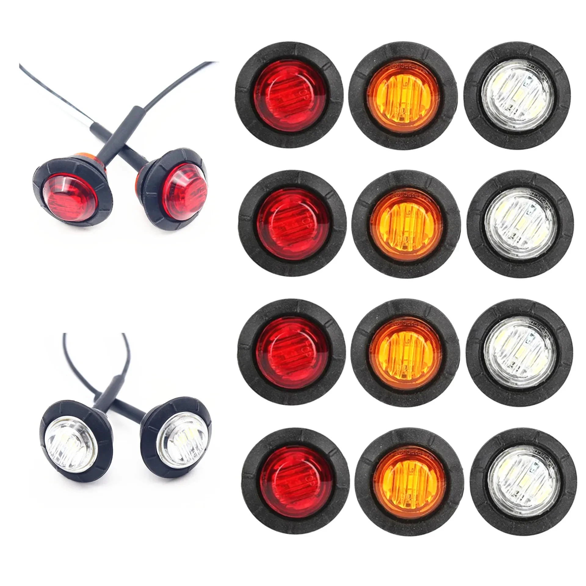 

Truck Ferries waterproof hawkeye lights Mounted truck side lights LED small round lights a pair of four-color options