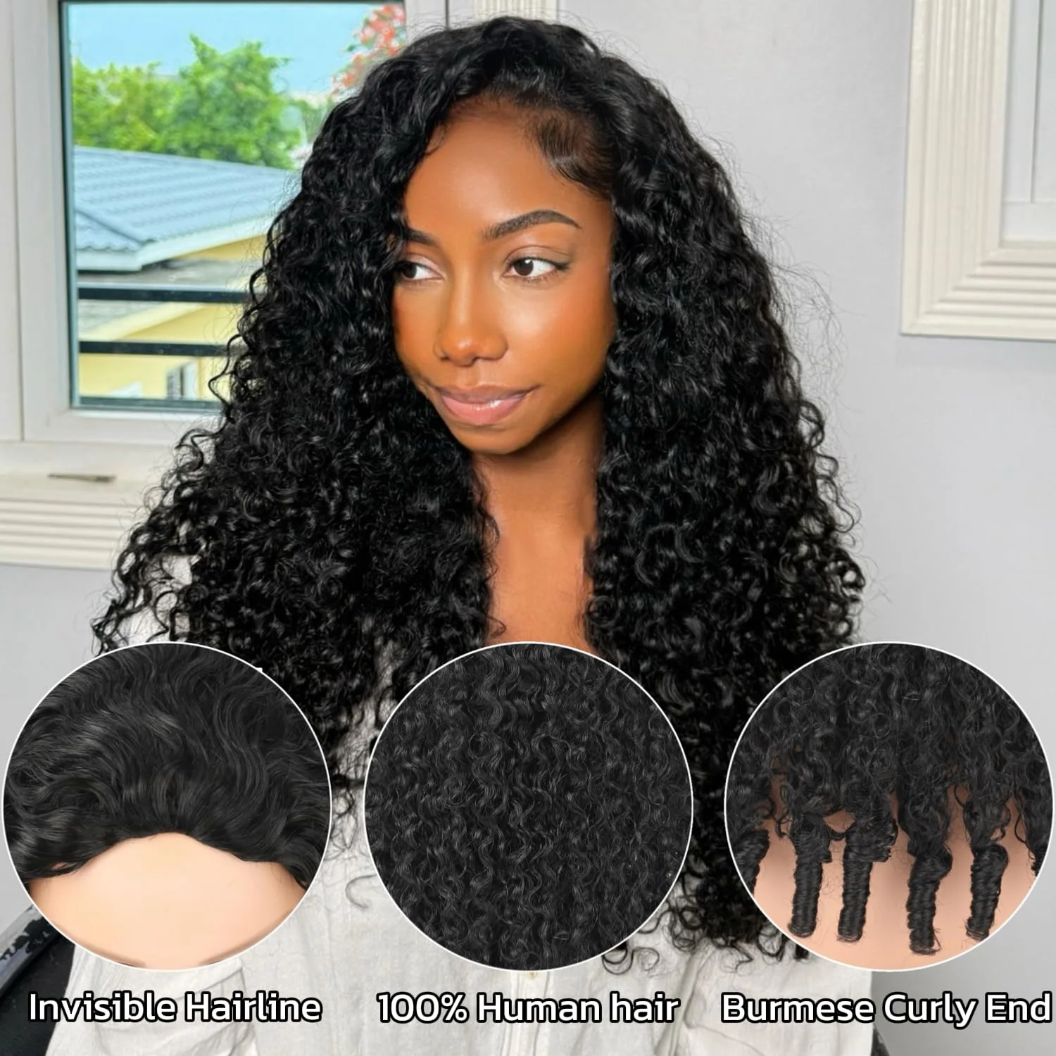 New Arrival Half Wig Human Hair 220% Density  Burmese Curly Wig 16-32 Inch Hair with Spiral Curls End 3 In 1 Half Wig Seamless Flip Over Glueless Wigs for Women with Drawstring Beginner Friendly Natural Color