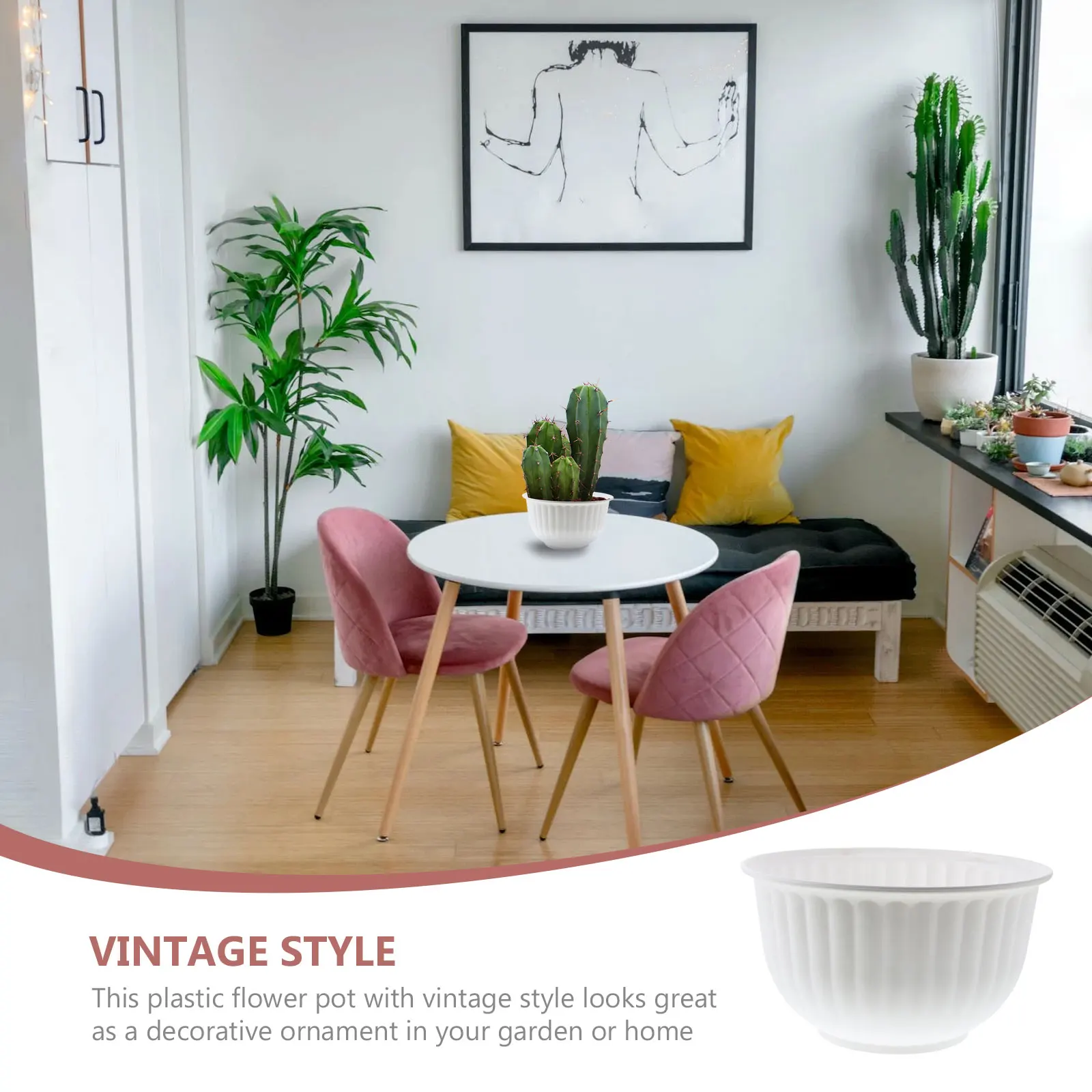 

Large Plastic Flower Pot Rustic Vintage Planter For Indoor Plants Floral Arrangement Container Garden Home Office Decor