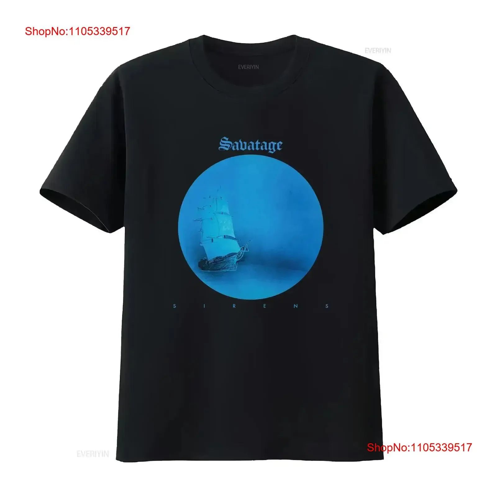 Camiseta masculina preta Savatage Sirens 1983, tamanhos S a 5XL, para fãs K2557, vintage, lavada, ligeiramente elegante, elástica, macia e versátil.
