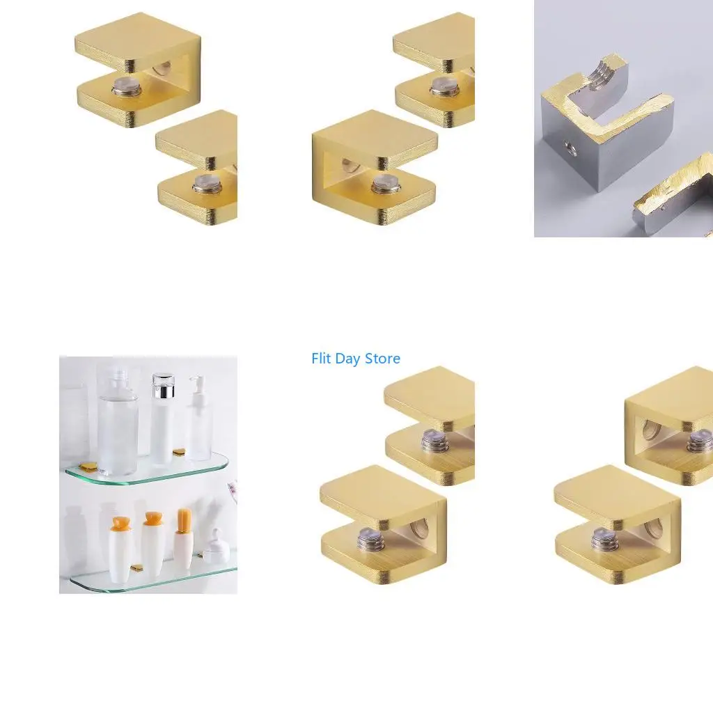 F92C 2pack Adjustable Copper Glass Clamps Heavy Type Cabinet Supports Hardware