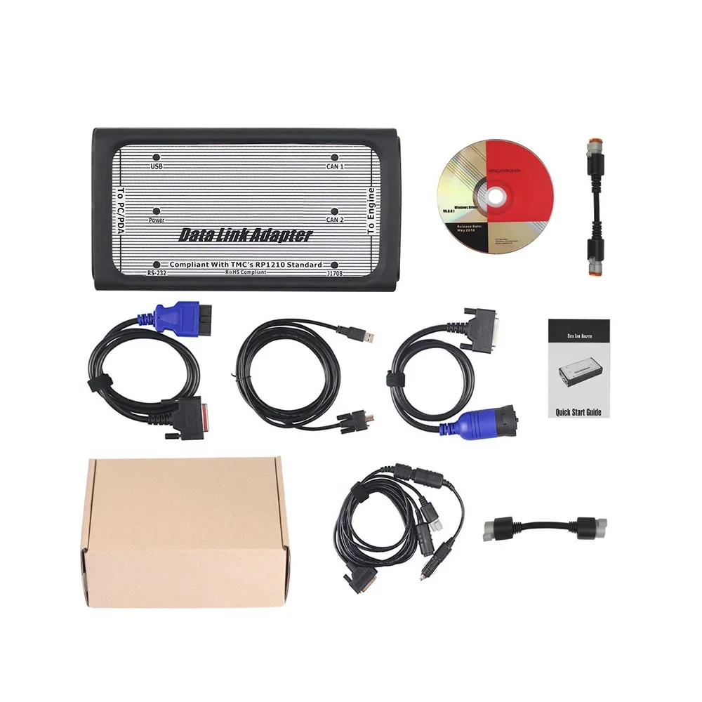 Data Link Adapter V8.7 Heavy Duty Diagnostic Scanner for cummins Inline6 for Inline 6 Truck Tool Carton Box Packing