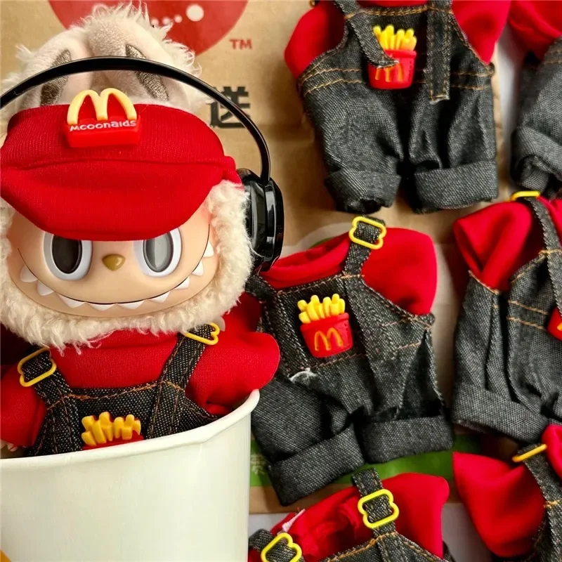 15 17 سنتيمتر ل Labubu دمية الوجبات السريعة كولا البطاطس الزي الملابس موضة عمال العمل تأثيري الملابس دمية اكسسوارات
