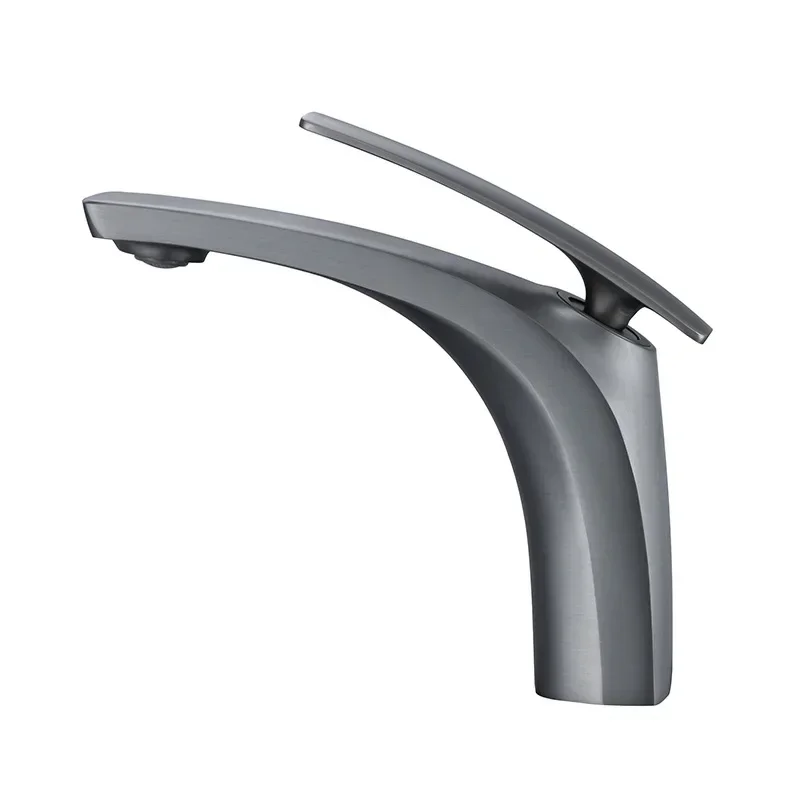 

All-copper gun gray single-hole washbasin faucet, seated hot and cold hotel household hand wash washbasin faucet MT2075