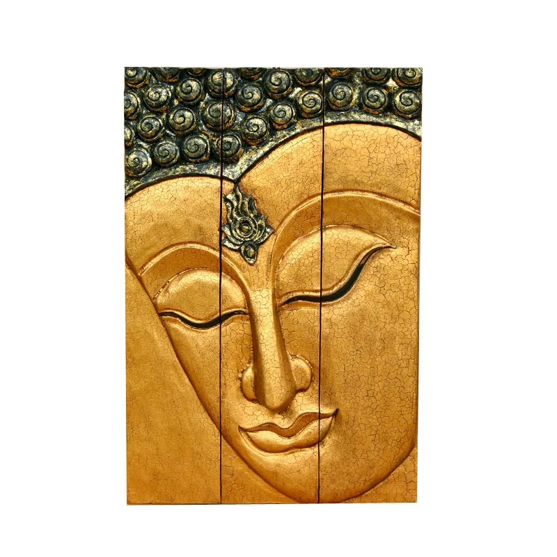 Thai solid wood carving creative wall decoration wall decoration, modern simple Chinese living room Buddha statue Buddha