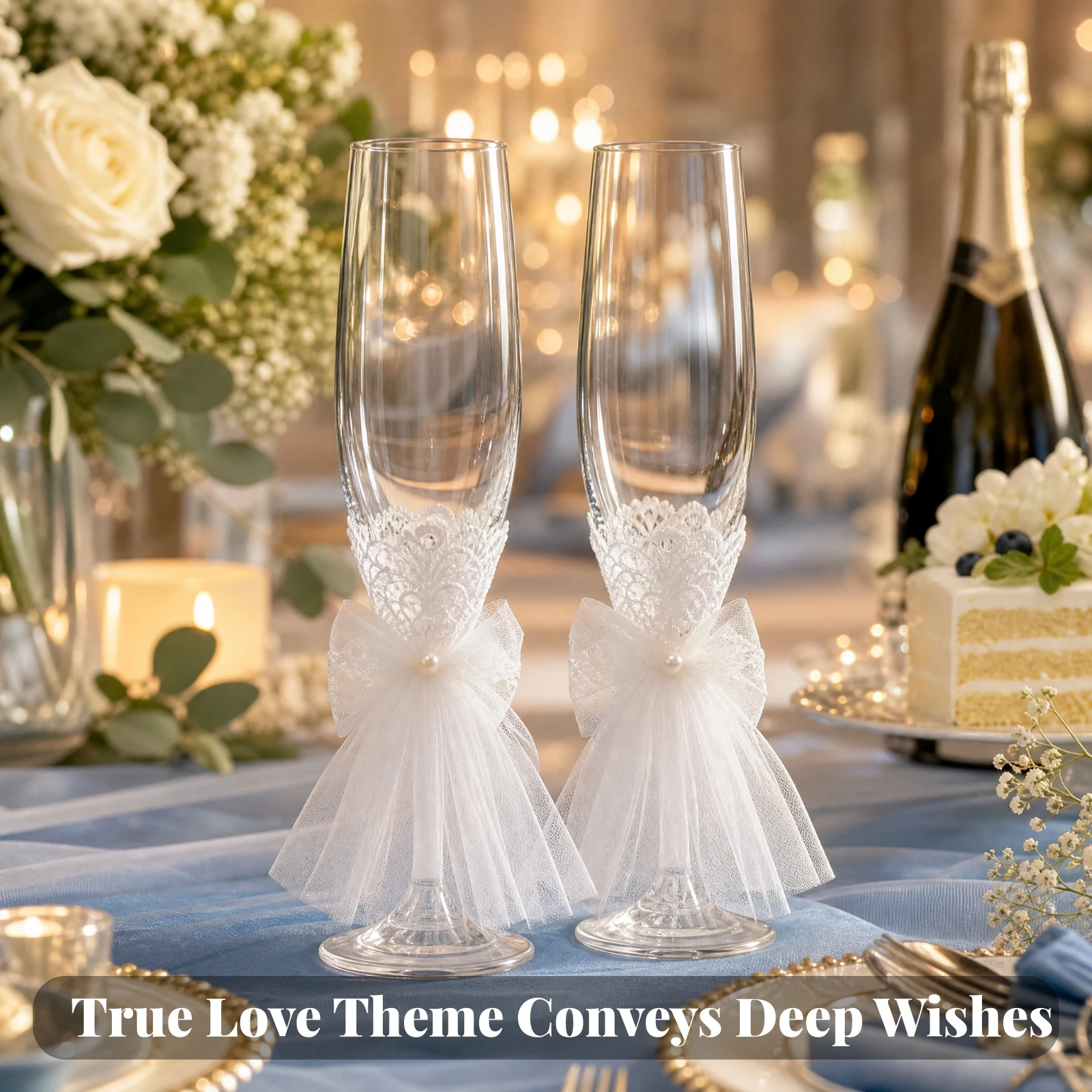 2 Pieces Stemmed Champagne Flutes Slender Stem Glass Flute Pair Wedding Champagne Glasses Clear Drinkware for Couples, Weddings