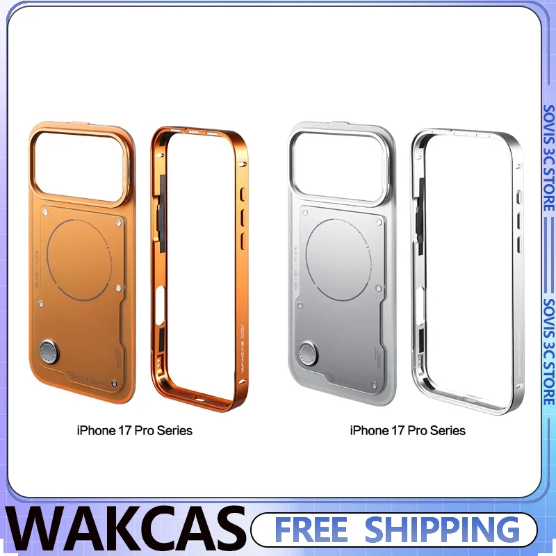 

New WAKCAS Metal Phone Case Original Removable Protective case Cool Magnetic Phone Cover for iphone 16 promax/17 promax Gifts