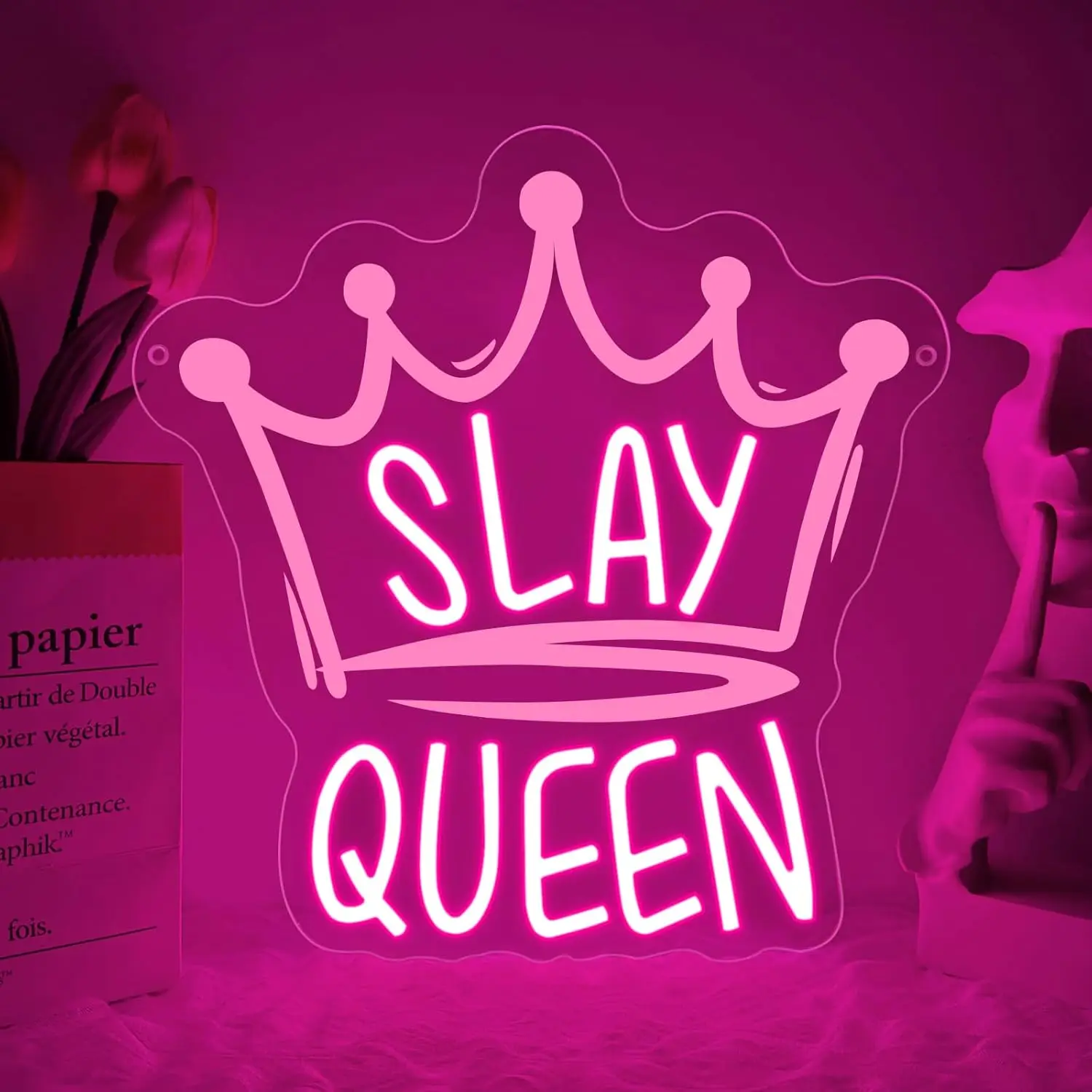 

Slay Queen Neon Sign LED Neon Light Wall Decor for Bedroom Dorm Party Game Room Preppy Girl Aesthetic Gift for Women Teens