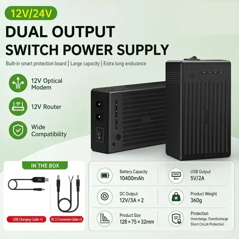 [New] for 12V 24V Lithium Battery 18650 Rechargeable Backup Power Supply for Outdoor Monitoring Light Strip Router