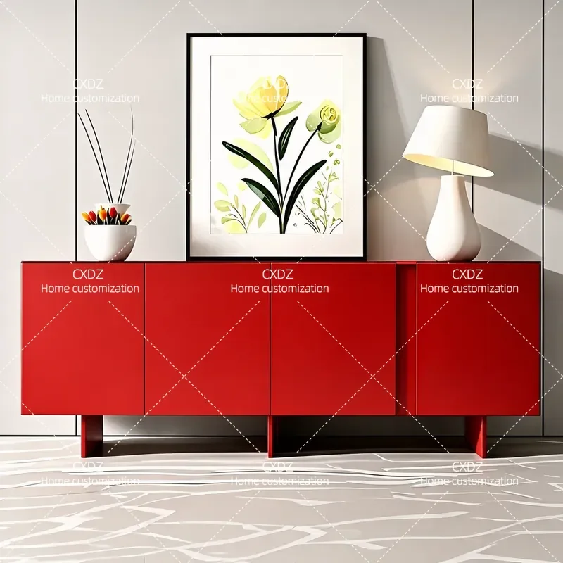 Italian Minimalist Painted Side Cabinet Entryway Console Living Room Wall Storage Locker Decorative Cabinet