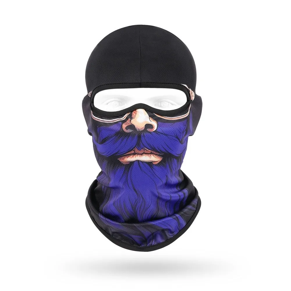 New Breathable Full Face Scarf Beard Pattern Sun protection Cycling Mask Unisex Printed Head Cover Cap Bicycle Cycling