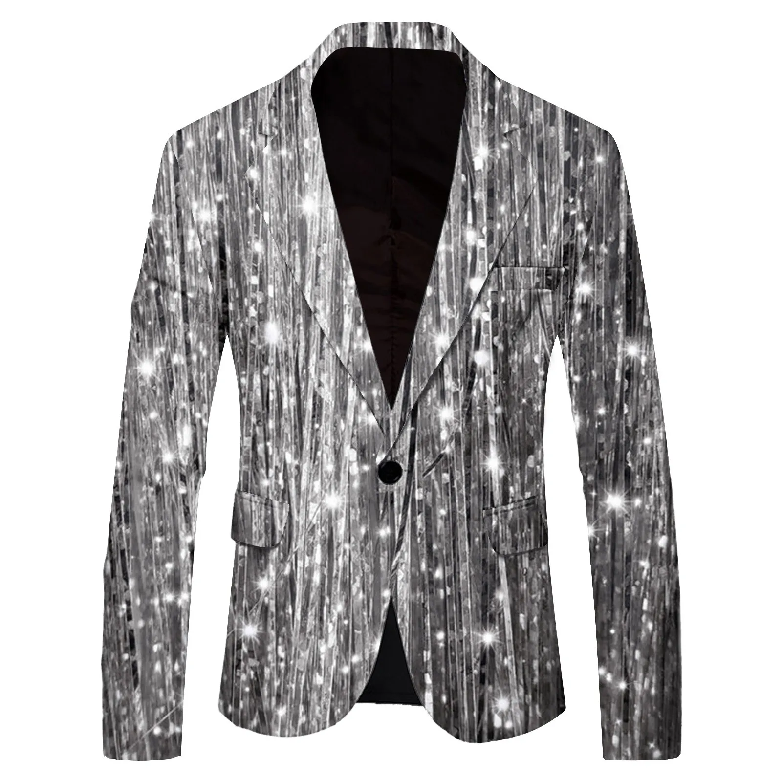 Shiny 3d Printed Blazer Jacket For Men Night Club Graduation Men Suit Blazer Homme Costume Stage Wear Jacket Pocket Business