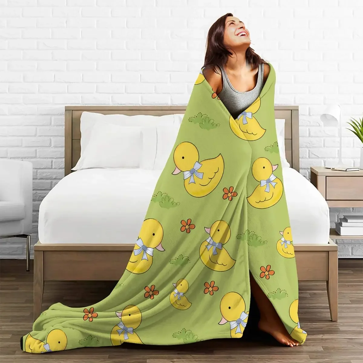 

Yellow Duck Baby Blanket Sofa Cover Coral Plush Printed Animal Cartoon Gift Thin Fleece Throw for Bedding Office Rug Piece