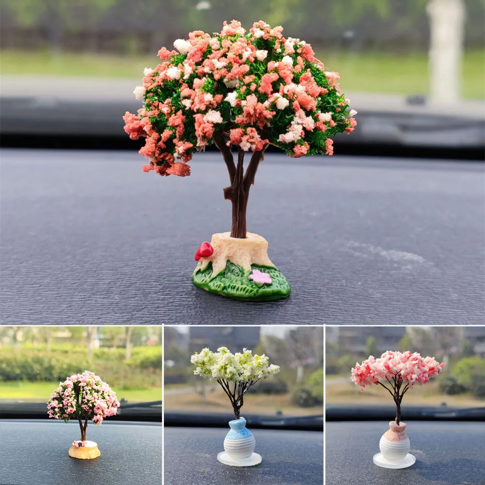 Mini Tree Car Decorations Car Dashboard Center Console Decorative Ornaments Cute Gift For Girls Auto Interior Accessories