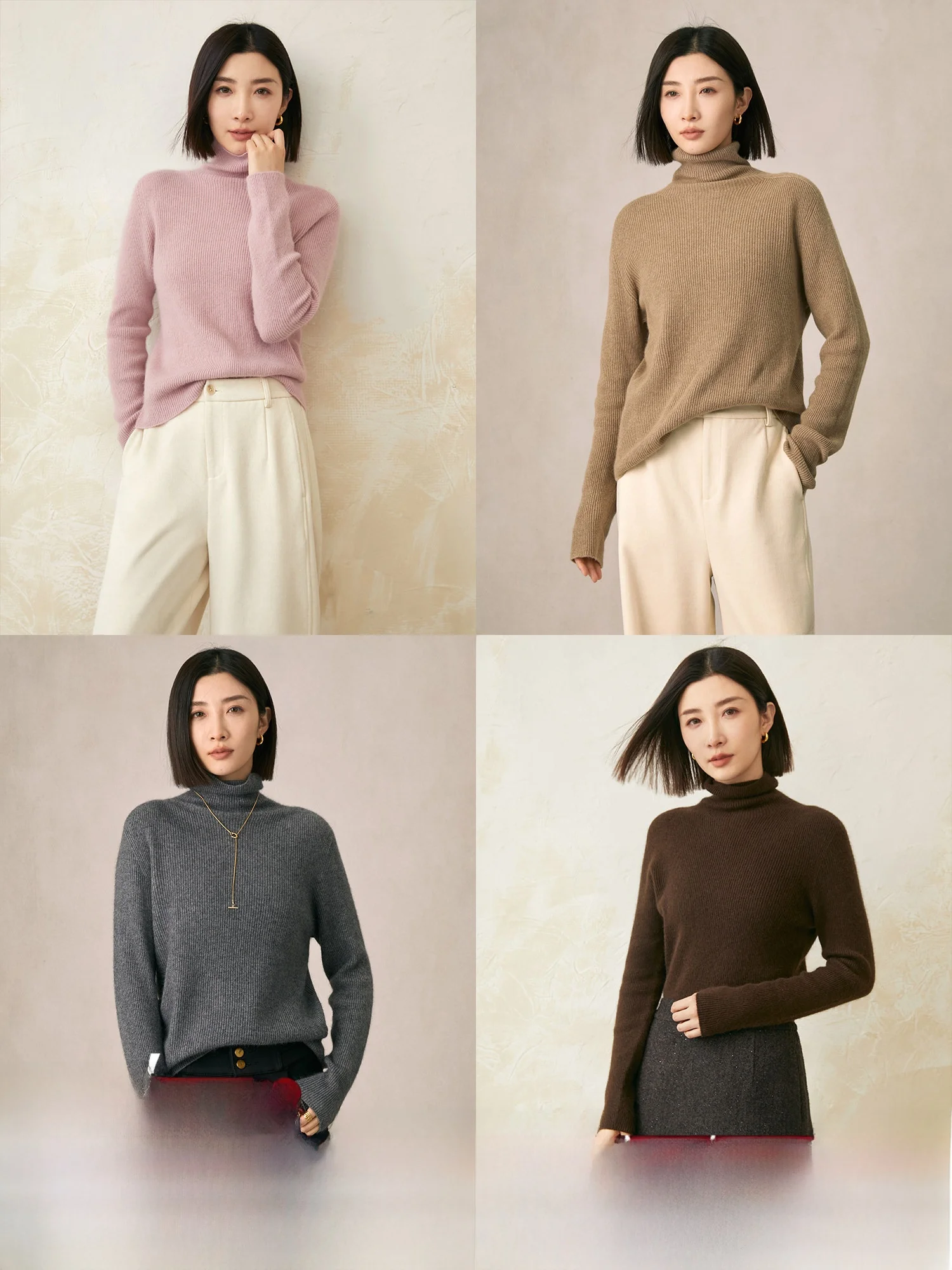 

Thiened Dense Knit Rabbit Fur Bear Бархатный шерстяной вязаный свитер с высоким воротником для поездок на работу Sle Regular Fit Long Sve Color