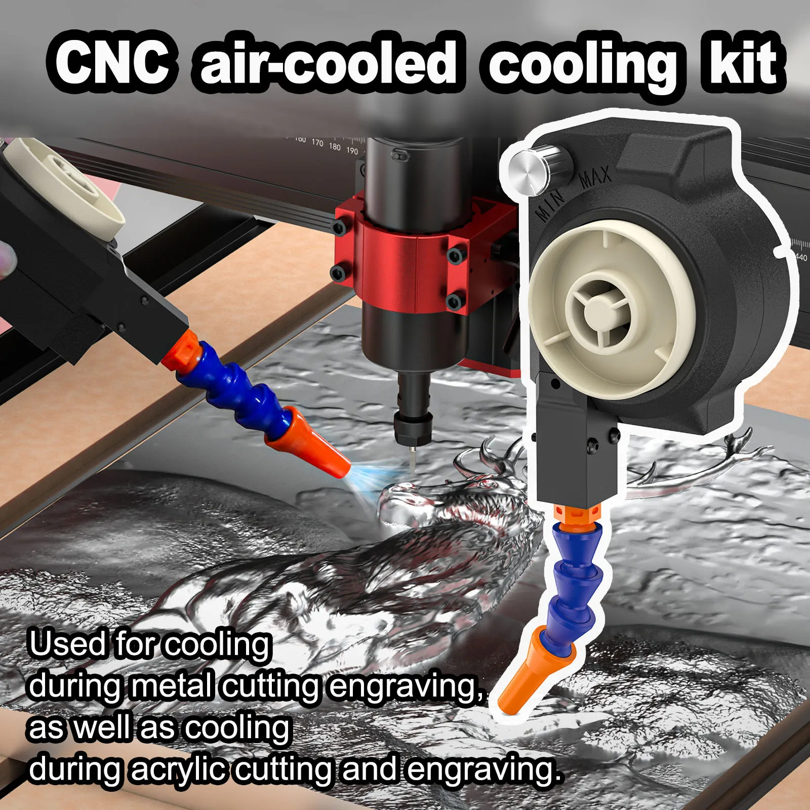 Twotrees 500W Air-Cooled Cooling Kit for CNC Routers Compatible with TTC6050, TTCH40, TTC450 pro TTC450 ultra,Makita,Milwaukee Suitable for metal acrylic CNC machining