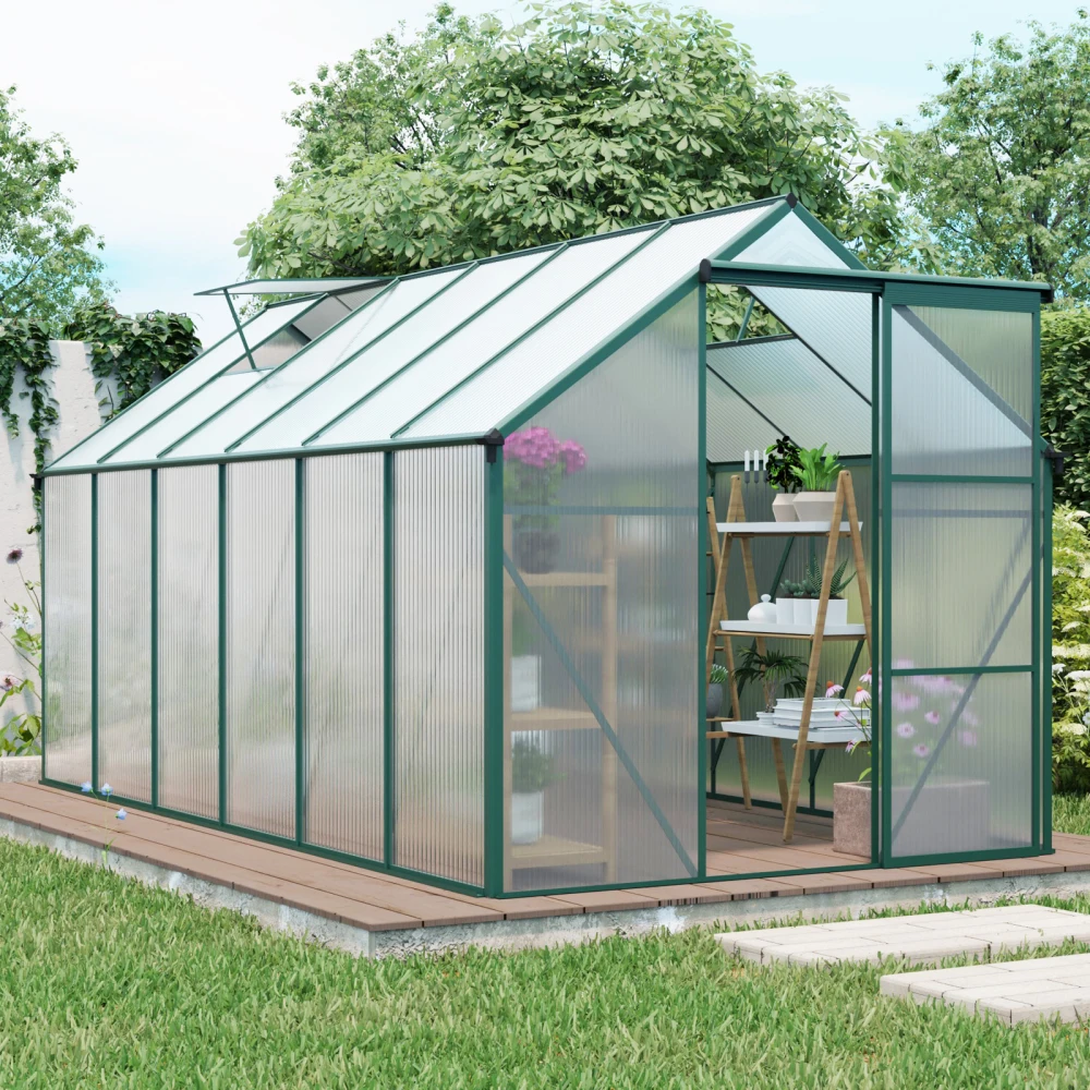 

6x12 FT Polycarbonate Greenhouse Raised Base and Anchor Aluminum Heavy Duty Walk-in Greenhouses for Outdoor Backyard in All