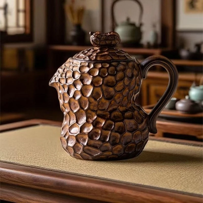 

1 шт., полуручной рельефный высокотемпературный керамический чайник в стиле Nanputuo, подарок, чайный сервиз с грубой керамикой, принадлежности