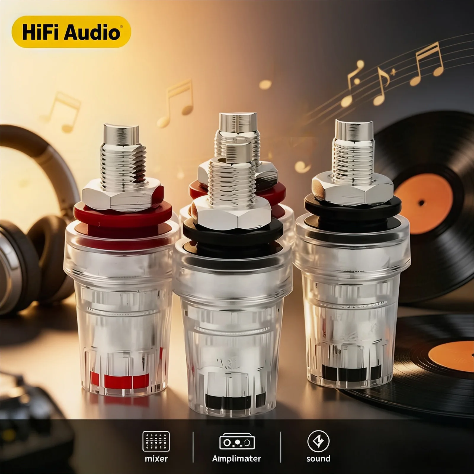 BP1130 858-S-AG High-end Silver Plated AMP Speaker Short Binding Post HiFi Audio Banana Jack Plug Socket Panel Chassis Mount