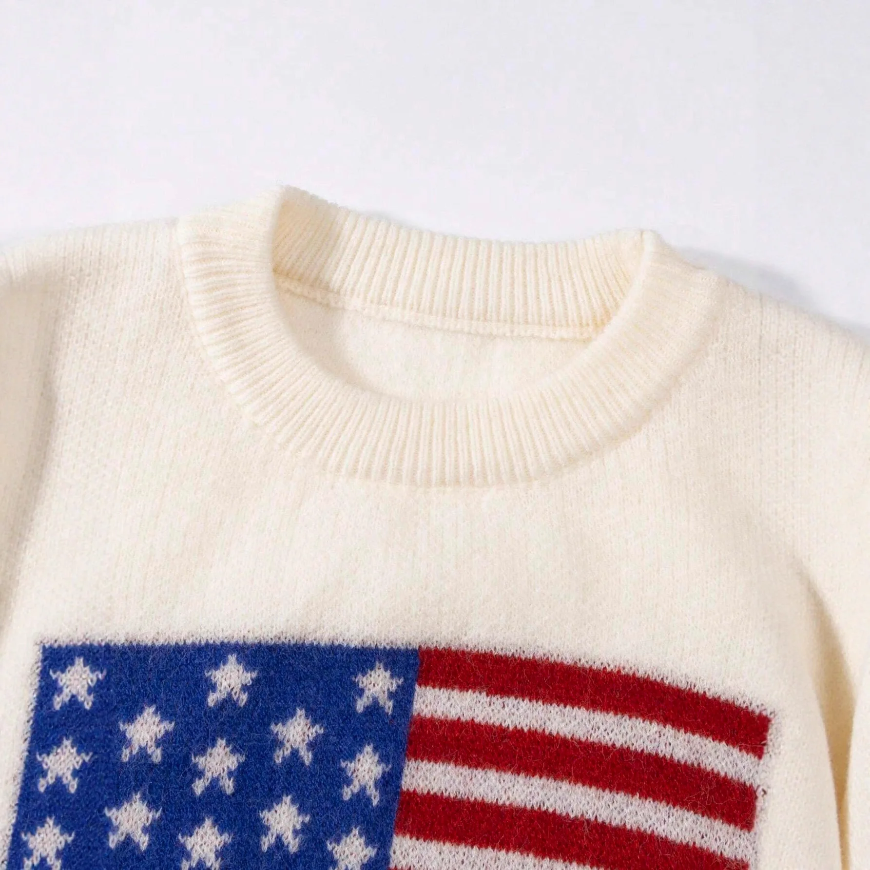Europäischer und amerikanischer Winterpullover, Rundhalsausschnitt, Sternflagge, Unisex, lockerer Pullover im klassischen Stil, Strickpullover aus reiner Baumwolle
