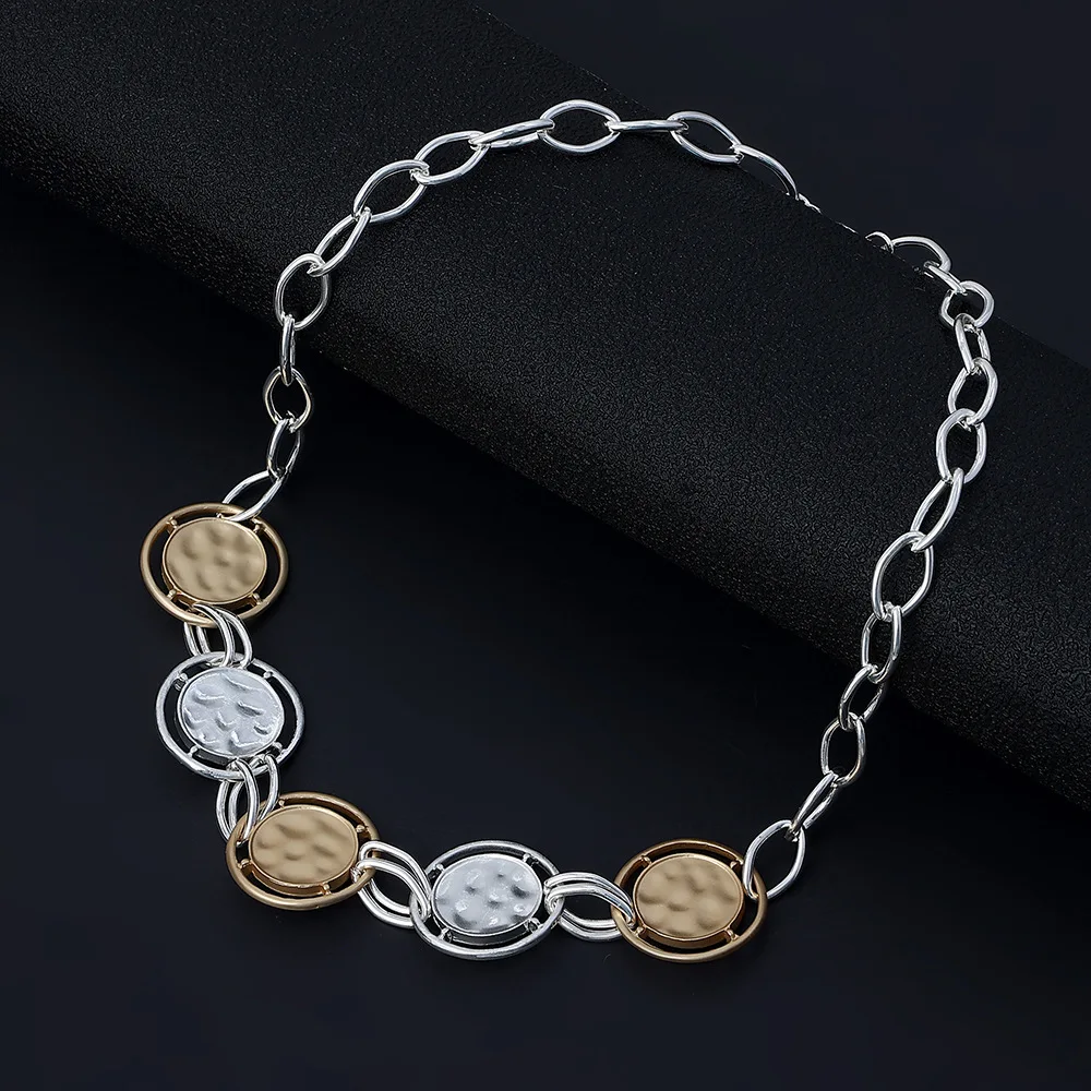 DIY accessories popular women's European, American metal foreign trade round high-end simple jewelry retro collarbone short