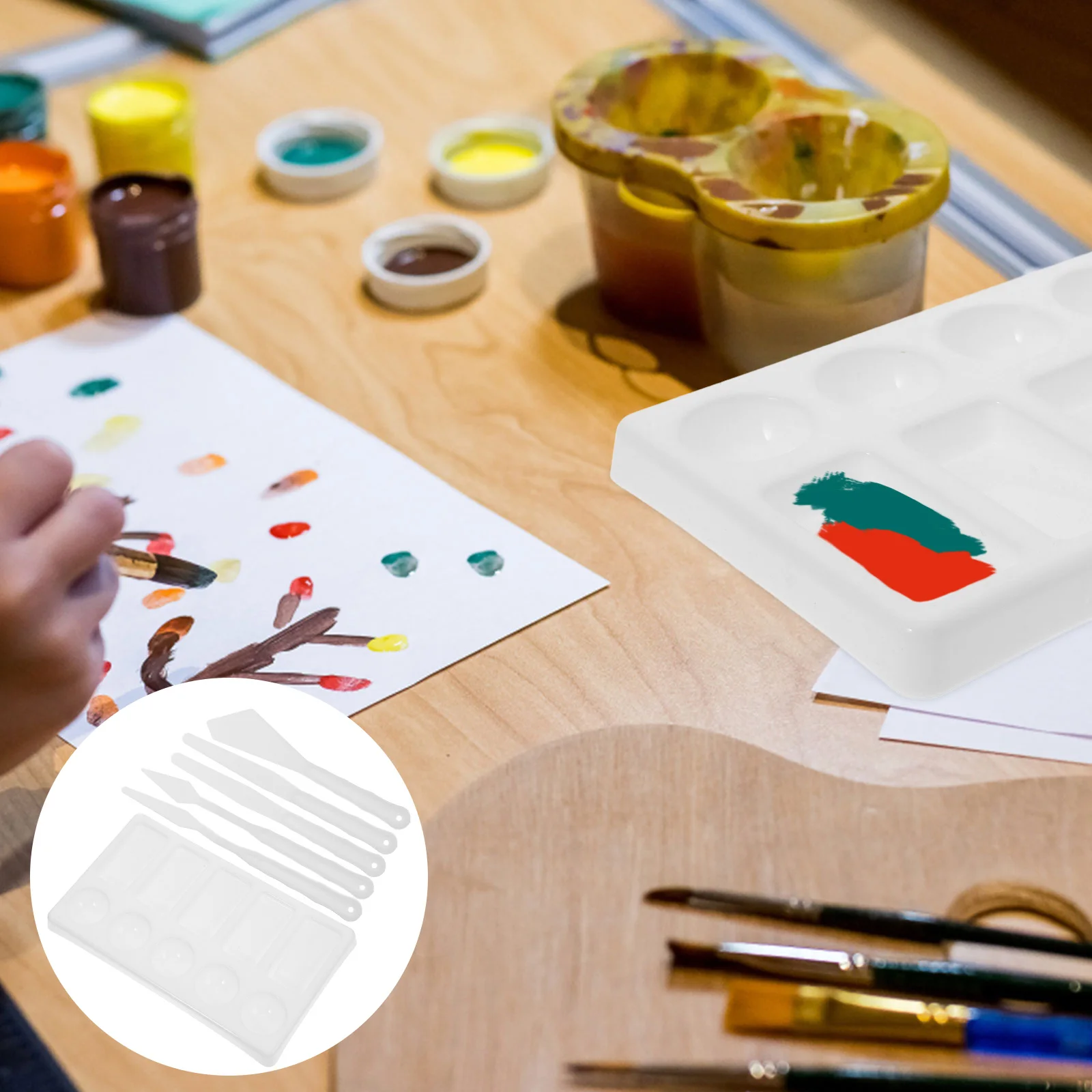 

1 Set Plastic Paint Scraper Art Tool Set For Oil Painting Mixing Color Spatula Kit With Various Shapes Reusable Color Mixing