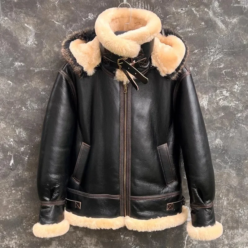 Shop Top,Winter Warm genuine leather jacket.quality 100% thick wool sheepskin coat.Natural shearling wear.Thick Real Fur B3