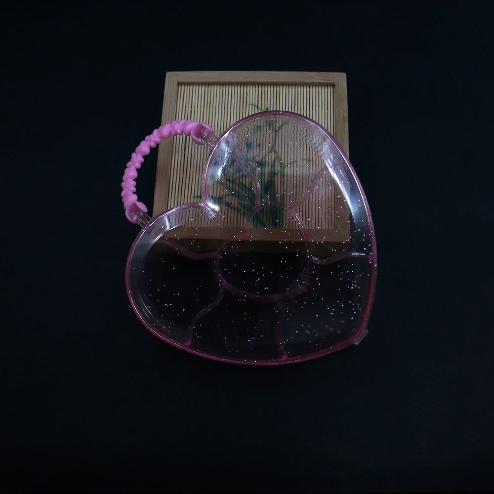 

Cute Pink Heart-shaped Jewelry Packaging Box 112x139mm Transparent Plastic Multi-compartment Design DIY Material Storage Tool