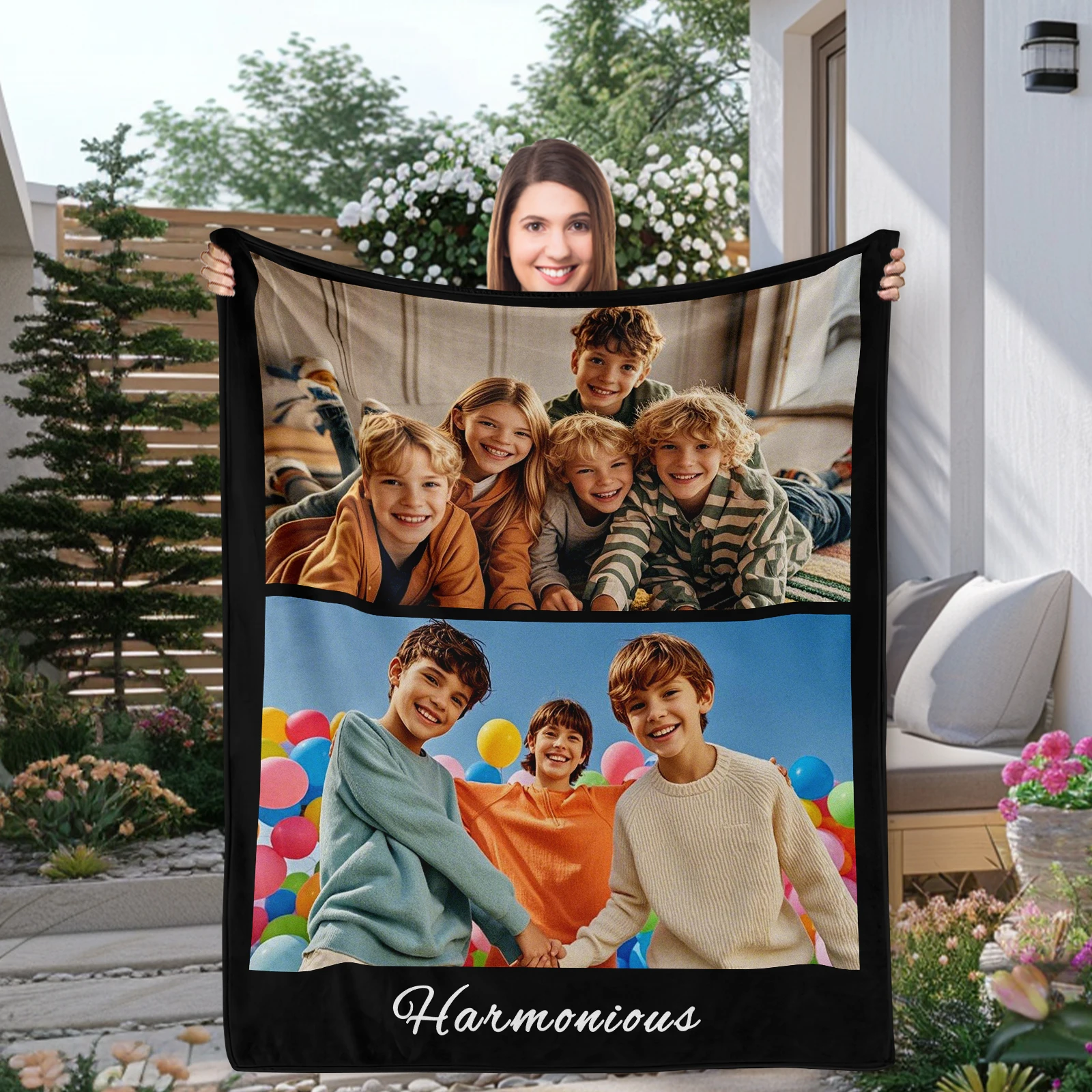 Siblings Creative Family Customized Blanket As Family Portrait Home Decoration Creative Birthday Holiday Gifts Family Members