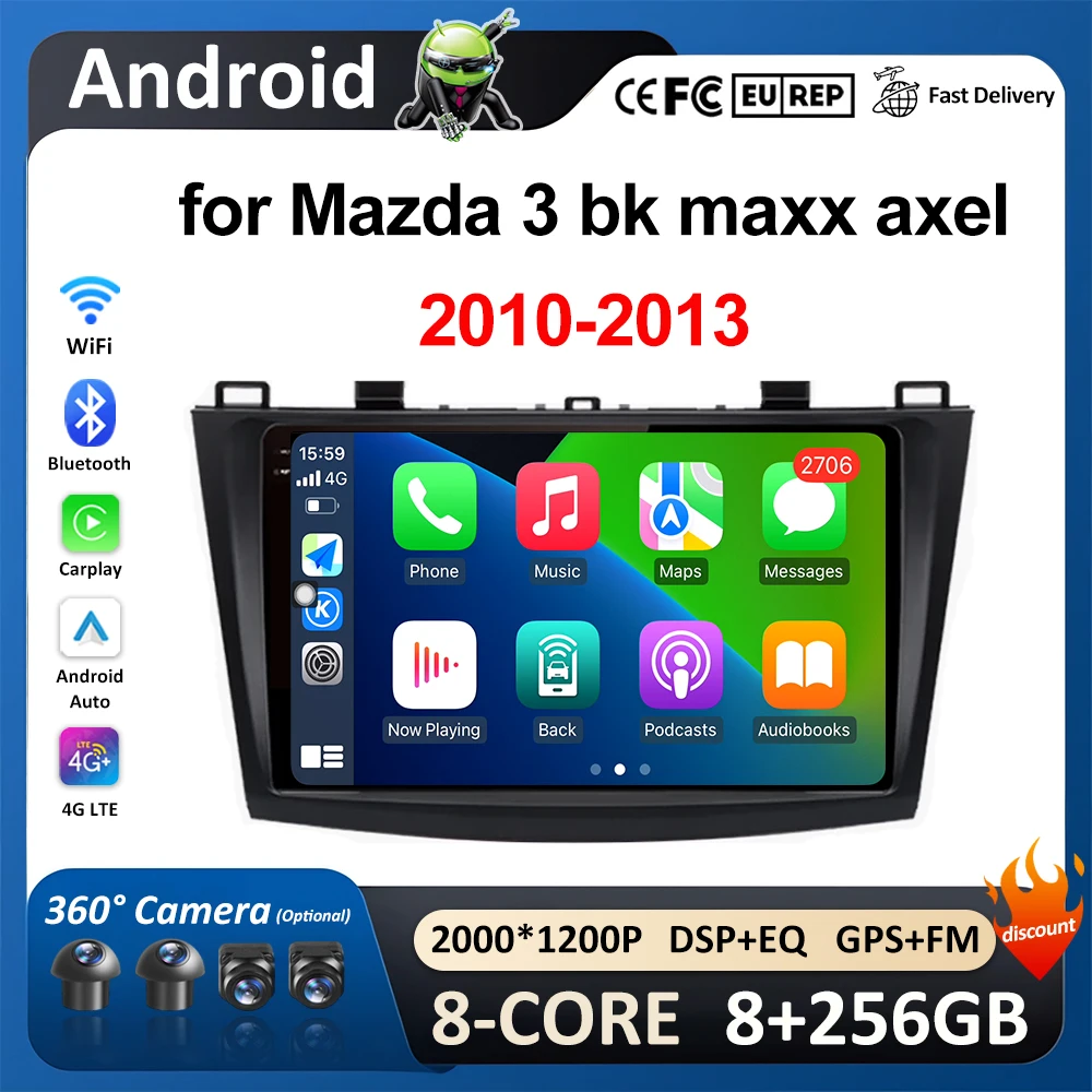 

GPS Navigation 9 " for Mazda 3 bk maxx axel 2010 2011 2012 2013 Car Video Multimedia Player WiFi Blutooth DSP Stereo No 2 din 4G