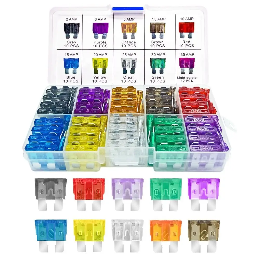 

100Pcs 10 Specifications Car Fuses Assortment Kit Heavy Duty Corrosion-Resistant Fuse Kit Upgraded Auto Fuses Assorted Kit