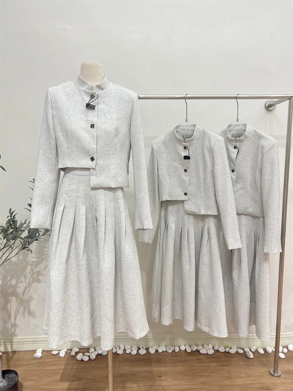 Elegant Slimming Set for Women Female Office Lady, Autumn High-waist Mid-length Skirt and Suit Two-piece Set High Quality Sweet