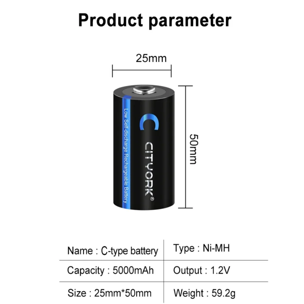 CITYORK 1.2V Rechargeable Battery AA / AAA / C Size / D Size NI-MH Batties,8 Slots LCD Charger For 1.2V AA/AA/C/D Battery