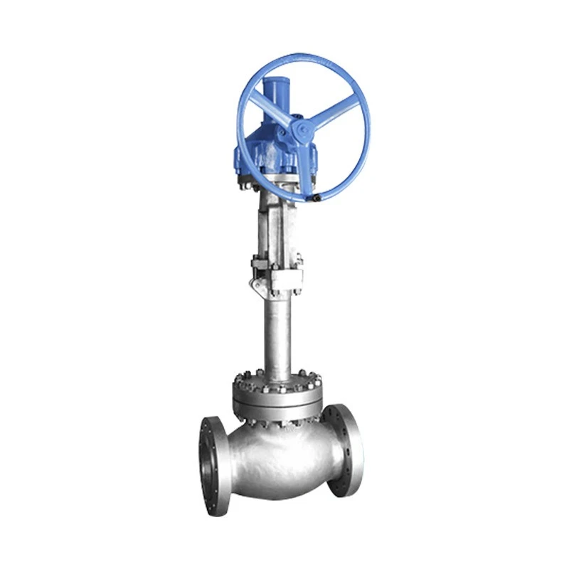 cast steel low temperature shut-off valve long shaft flange globe valve pipeline valve fittings