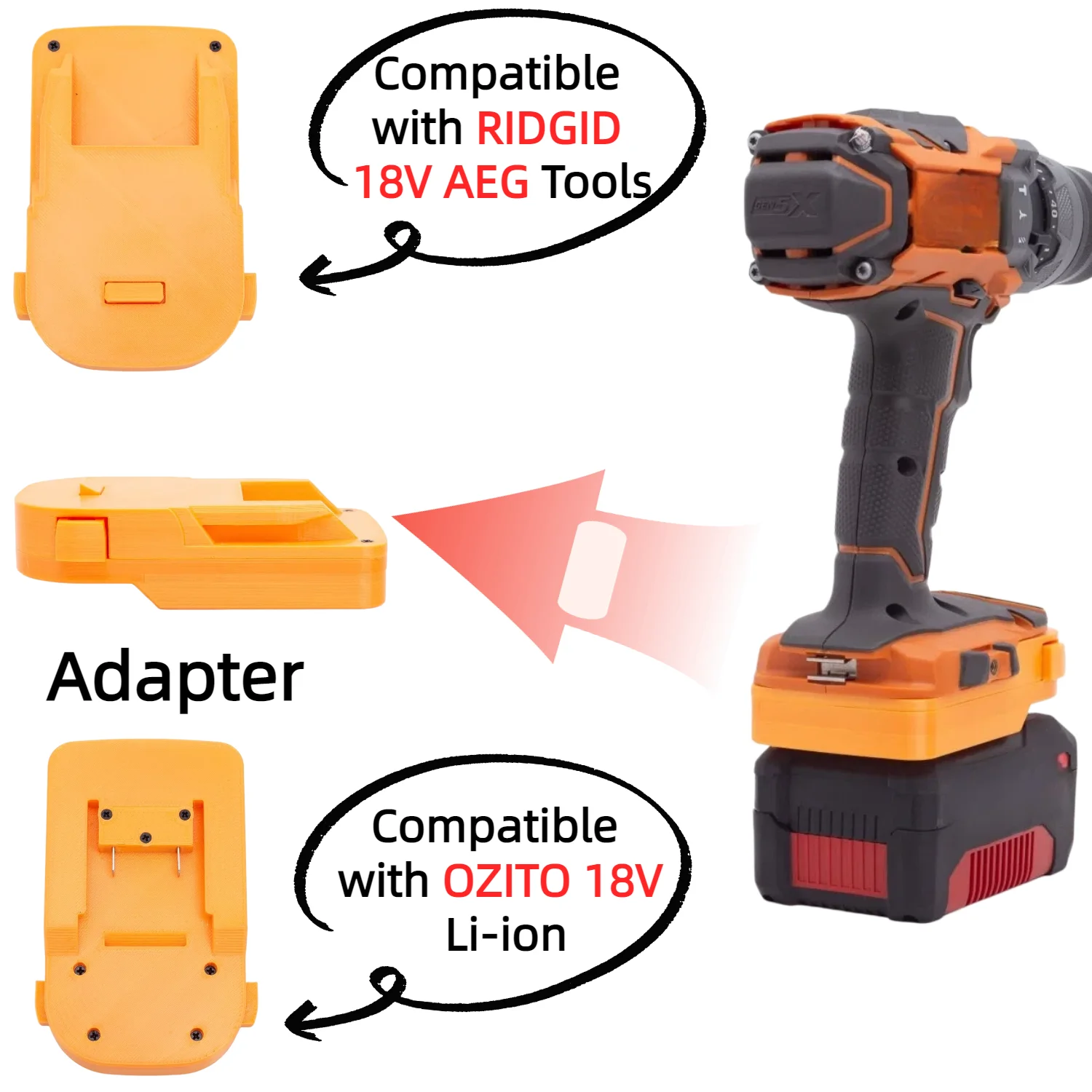 1/2 Pcs Battery Adapter/Converter for OZITO 18V Li-ion Battery TO RIDGID 18V AEG Cordless Tools Accessory(Only Adapter)