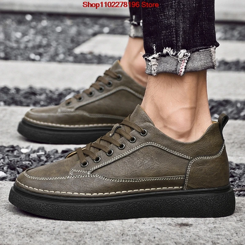 New Genuine Leather Men Elevator Shoes Man Sports Casual Board Shoes Platform Men 6 8CM Hidden Inner Heightening Shoes