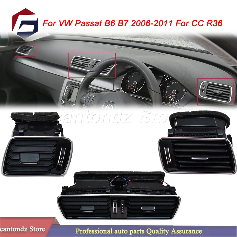 

Black Chrome Piano Paint Air Conditioning Outlet Vents 3AD819728A For VW Passat B6 B7 2006-2011 For CC R36 3AD819701A 3AD819702