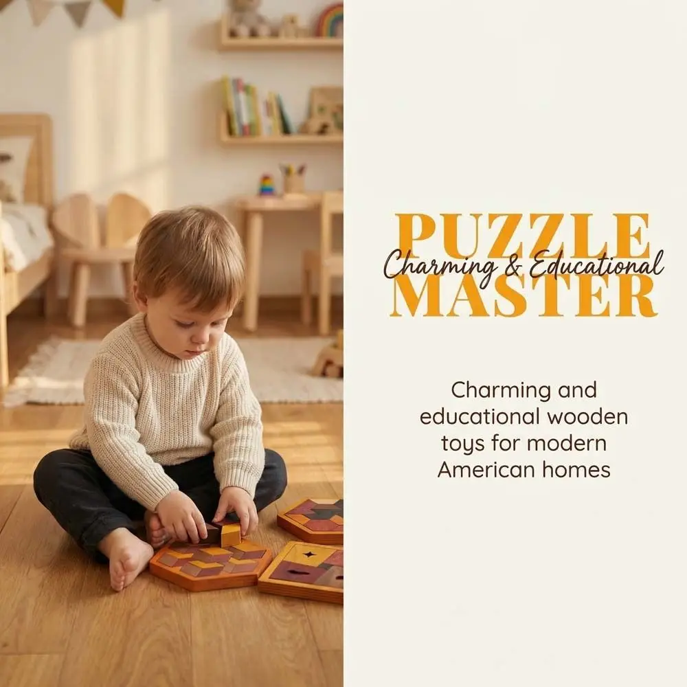 Pattern Cognitive Wooden Tangram Puzzle Interactive Challenges Montessori Puzzles Hexagonal Logical Thinking