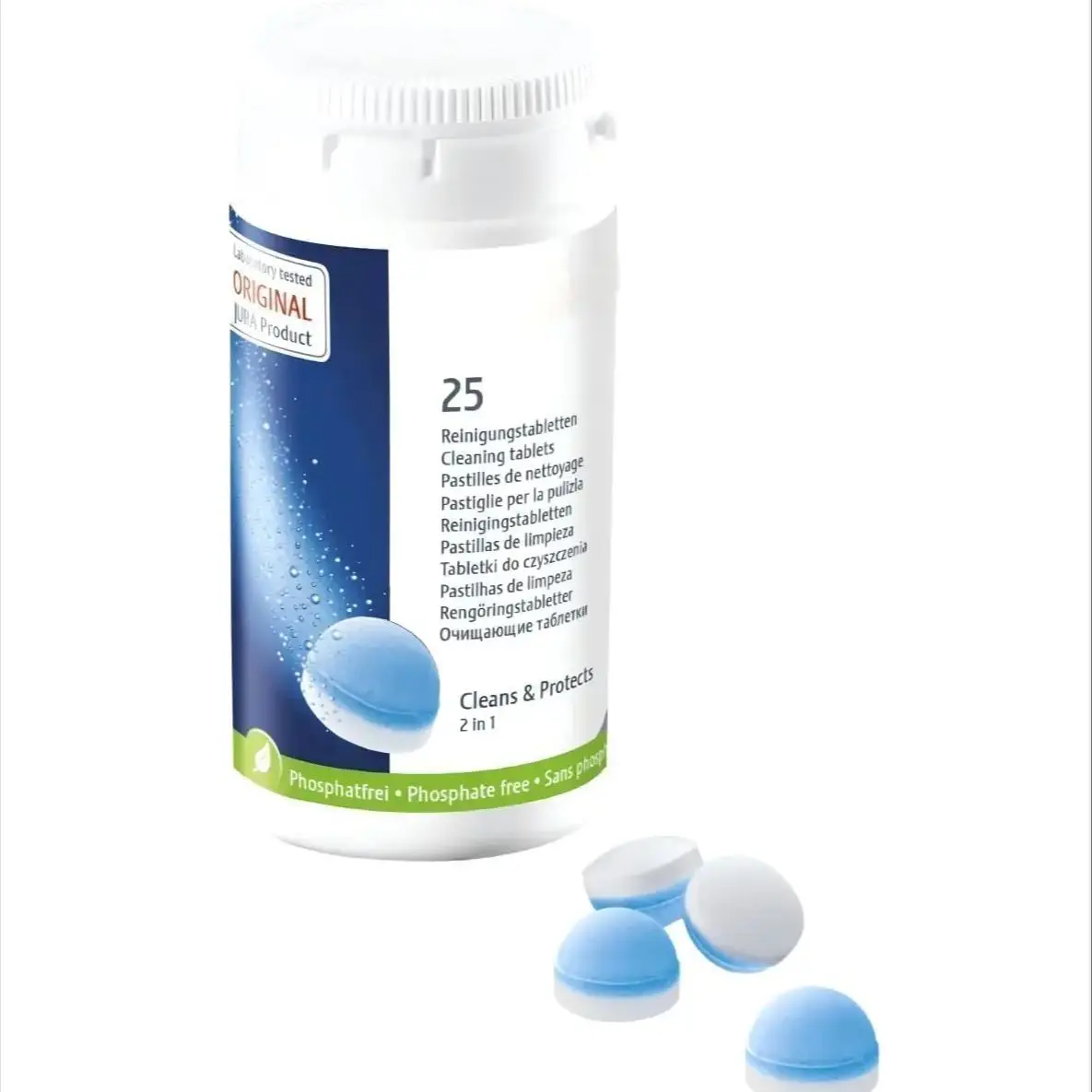 Comprimés de nettoyage bifásics Jura pour machines à café entièrement automatiques, 25 unités