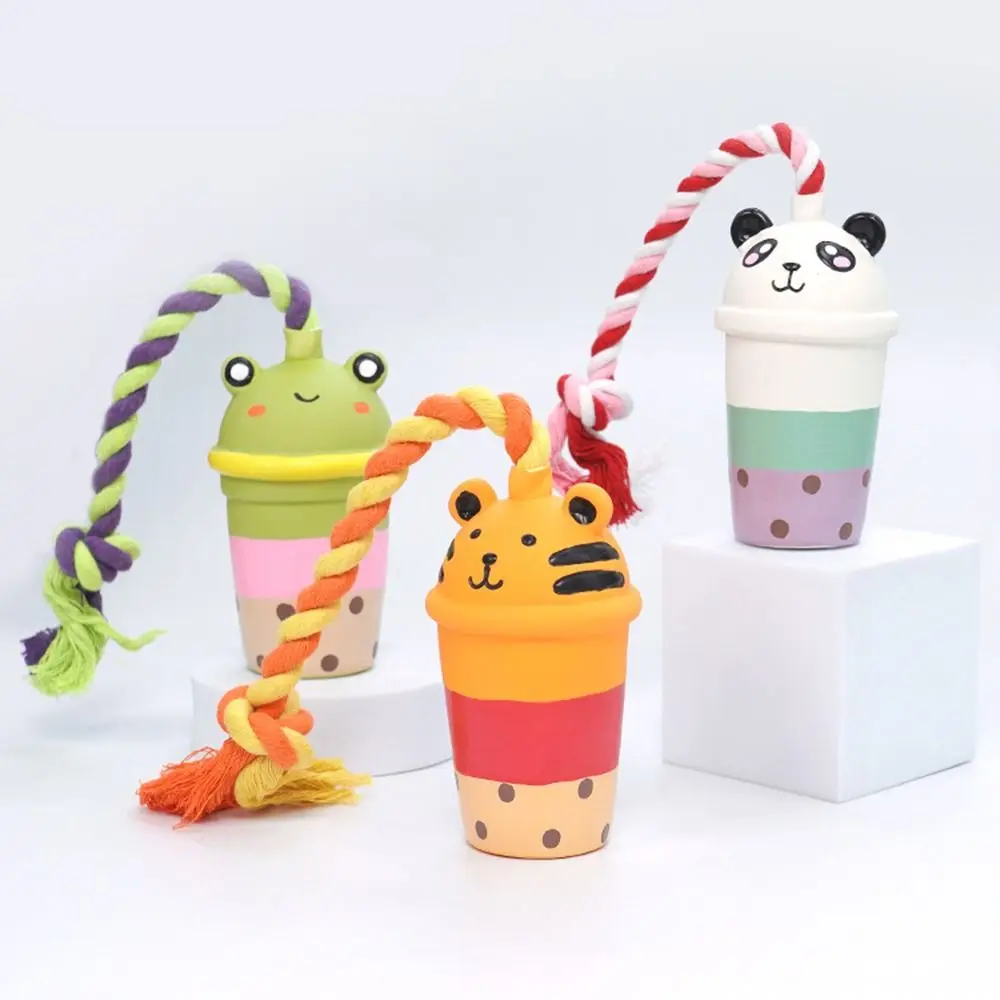

Animal Milk Tea Shape Squeaky Latex Dog Toys Creative Wear-resistant Pet Squeeze Sound Toy Portable Cartoon
