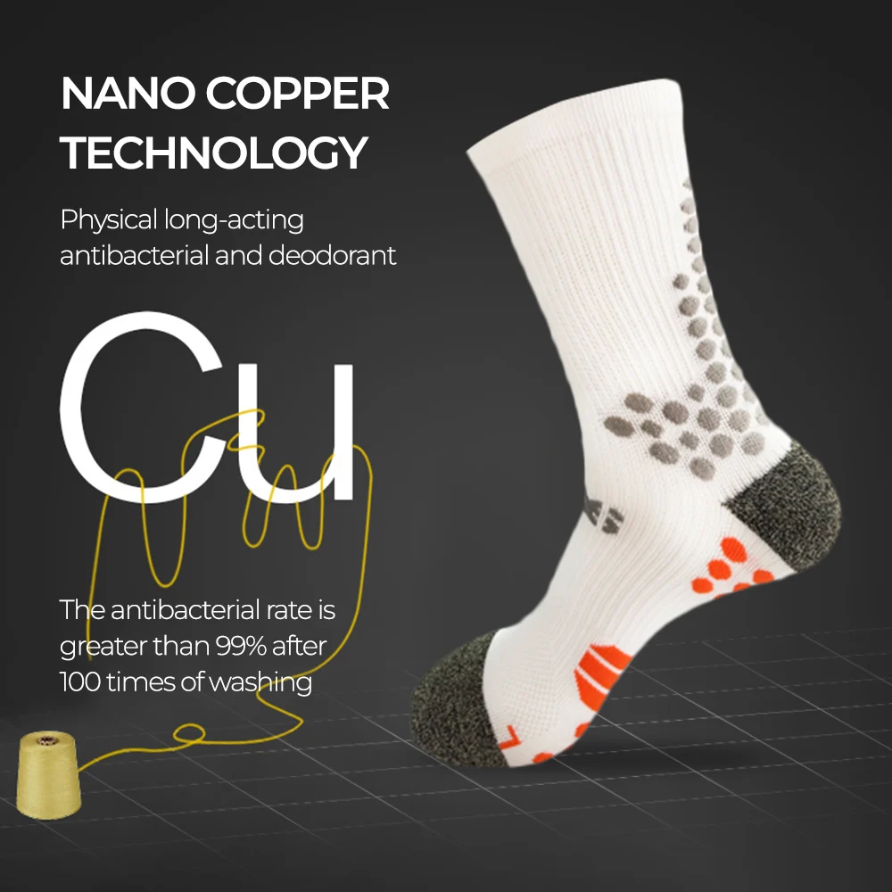 Men Sports Socks Nano Copper Deodorant Antibacterial Sock Running Climbing Basketball Cycling MTB Compression Athletic Sock