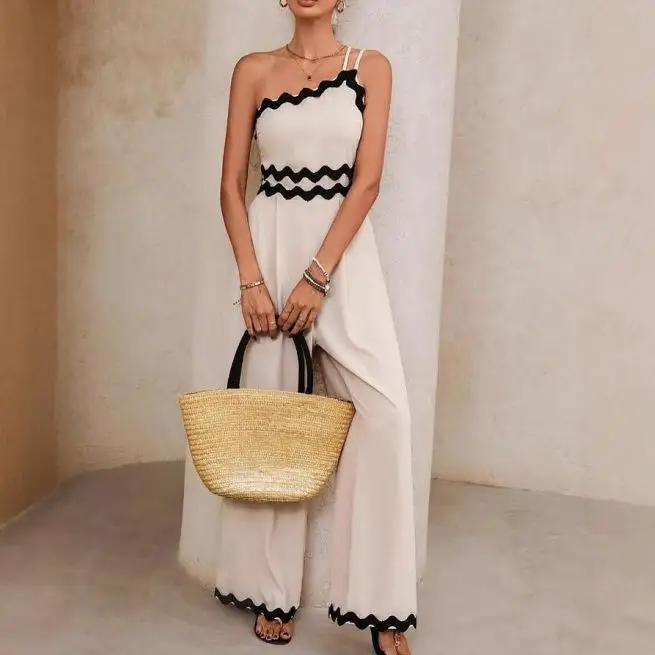 Cleanfit été couleur Pure dentelle garniture épissure coupe ajustée enveloppement poitrine salopette pantalon taille haute sans Sve t-shirt fibre d'acétate Dr