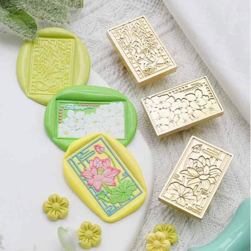 6 قطعة الشمع مختومة معدنية ختم رئيس تنقش زهرة ديكور ختم ختم أداة Diy بها بنفسك بطاقة دعوة الزفاف الديكور دون مقبض #1