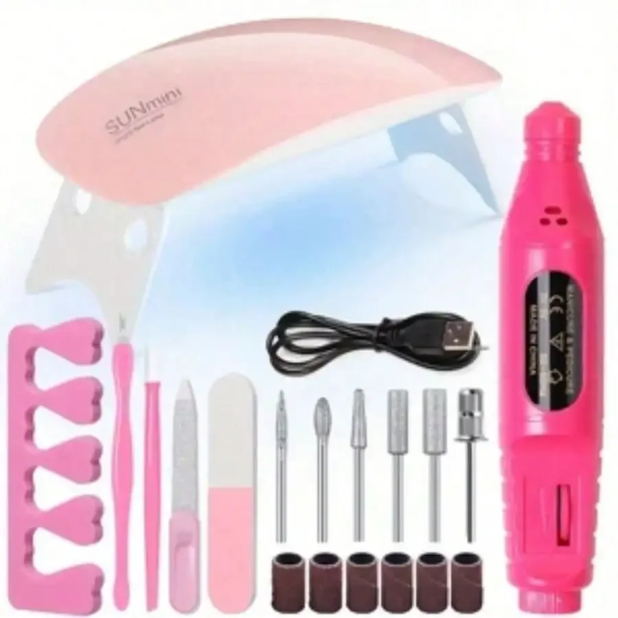 7 In 1 Manicure Set Including UV Nail Lamp, Nail File, Cuticle Fork, Cuticle Nipper, Finger Separator - Professional For Beginners, Professional Nail Lamp For Salon And Home DIY Use, Essential Nail Tools Compatible With All Gel Nail Polishes