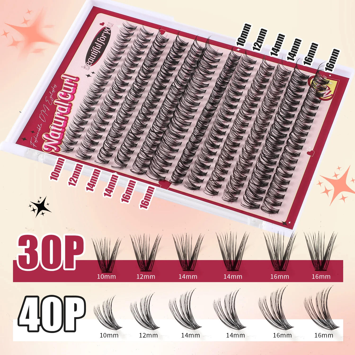 Hot Selling Single Cluster DIY 240 Clusters Large Capacity DIY Grafting Fake Eyelashes Thick Simulation 8-16mm Eyelashes