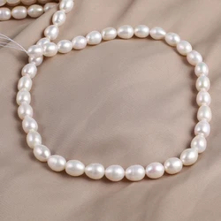 Natural Freshwater Pearls 8-9mm Wedding Bride Jewelry DIY Rice Shaped Pearl Necklace Bracelet Exquisite Accessories 36cm